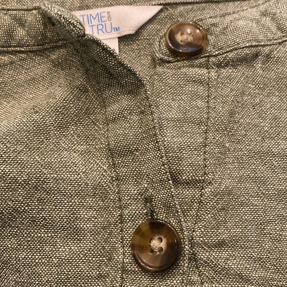 Time and Tru Olive Green Linen Blend Midi Dress - Picture 8 of 9